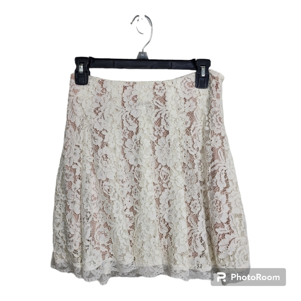 Gianni Bini Lace Pleated Cream Boho Skirt Size M